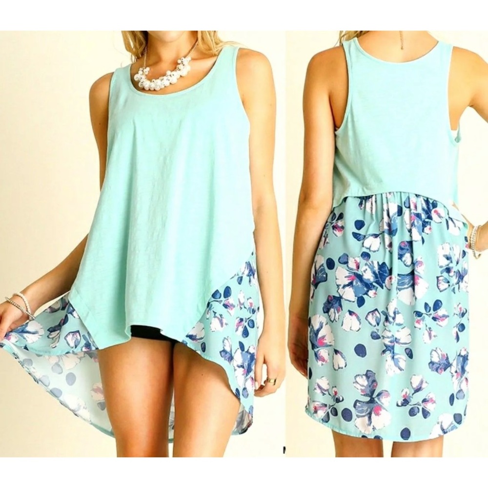Umgee Mint Butterfly Tank Top
